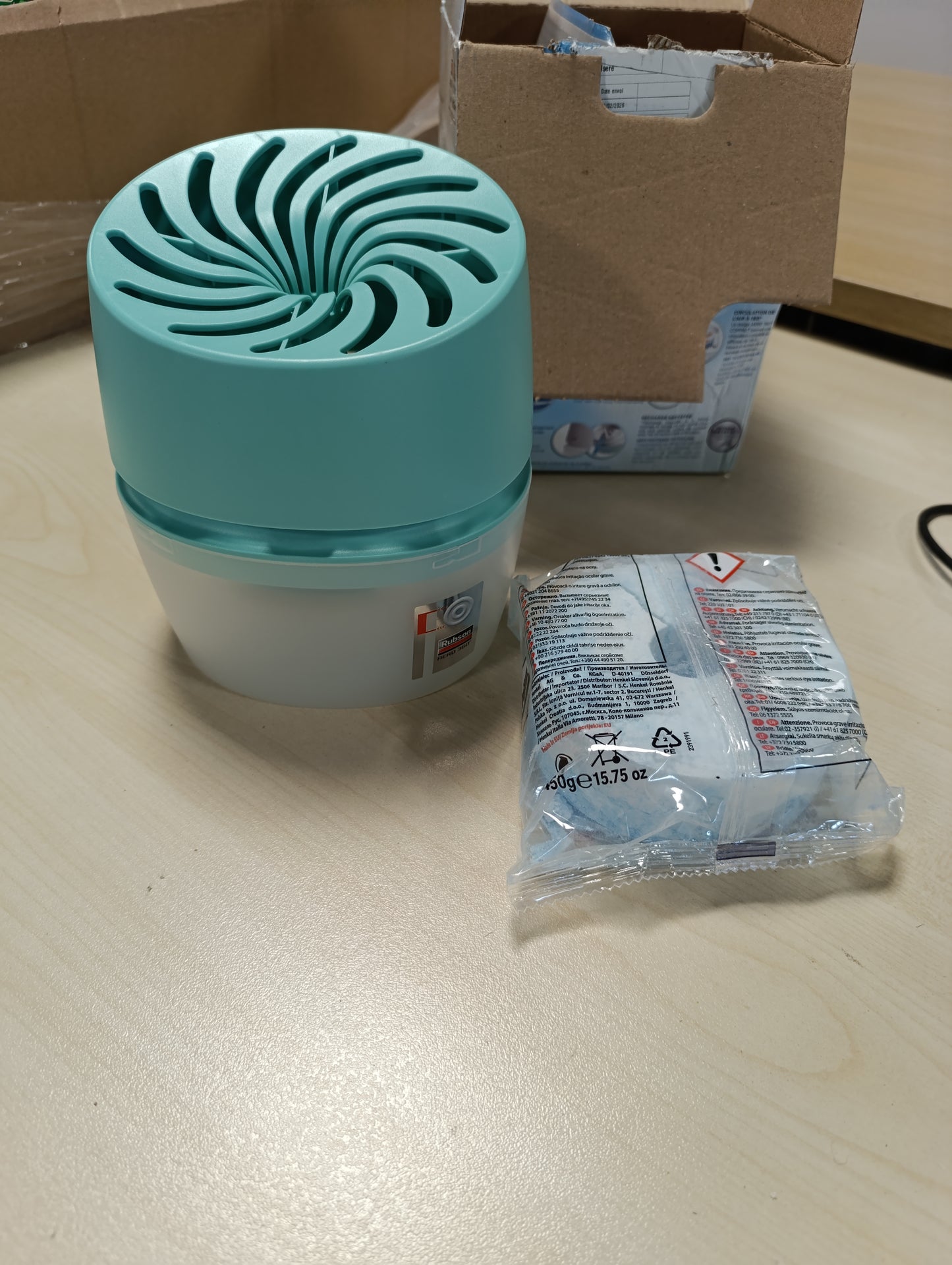 222733 - RUBSON Aero 360° Thithës Lagështie, Azure (1 njësi + 1 mbushje x 450g), për dhoma deri në 20 m²