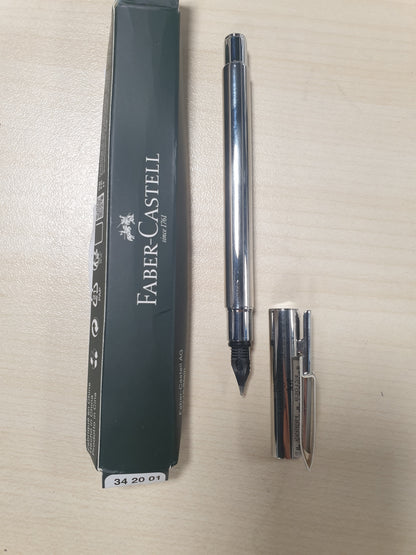 266483 - FABER-CASTELL 342001 Neo Slim Stilolaps prej çeliku inox, Madhësia F, Ngjyrë argjendi me shkëlqim