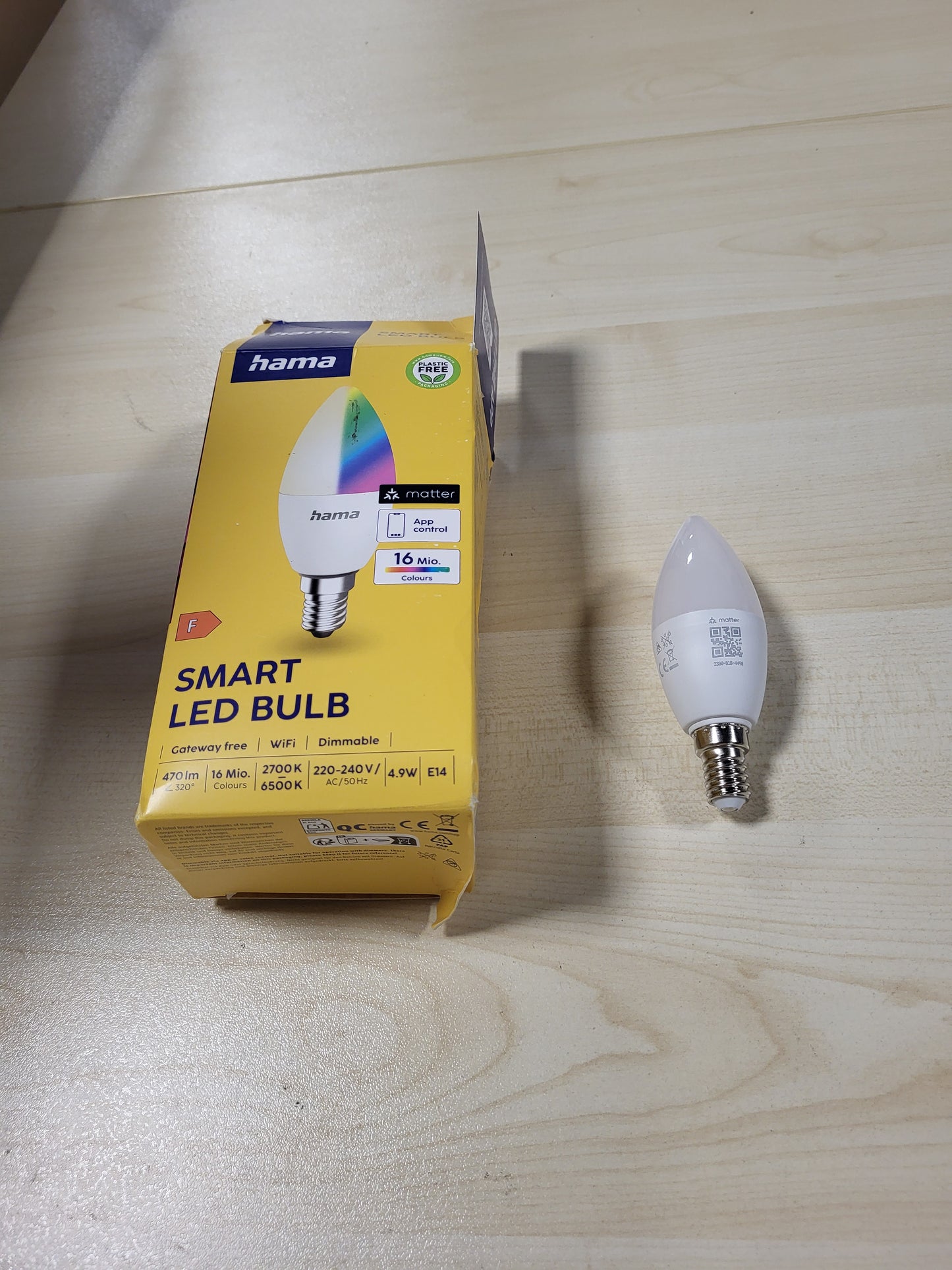215722 - HAMA Llambë inteligjente E14 (4.9W, RGB dhe e bardhë, llambë WiFi me errësim, e pajtueshme me Alexa, Google Assistant, Apple Home, SmartThings)