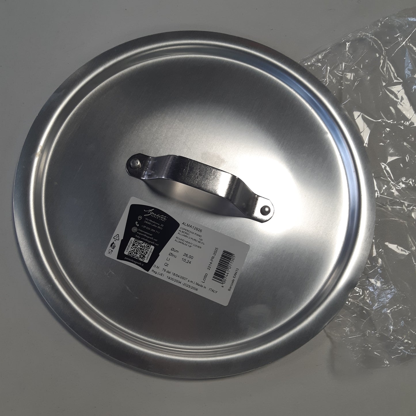 262555 - AGNELLI Kapak i Rëndë i Rrumbullakët me Urë, Çelik Inoks, 26 cm