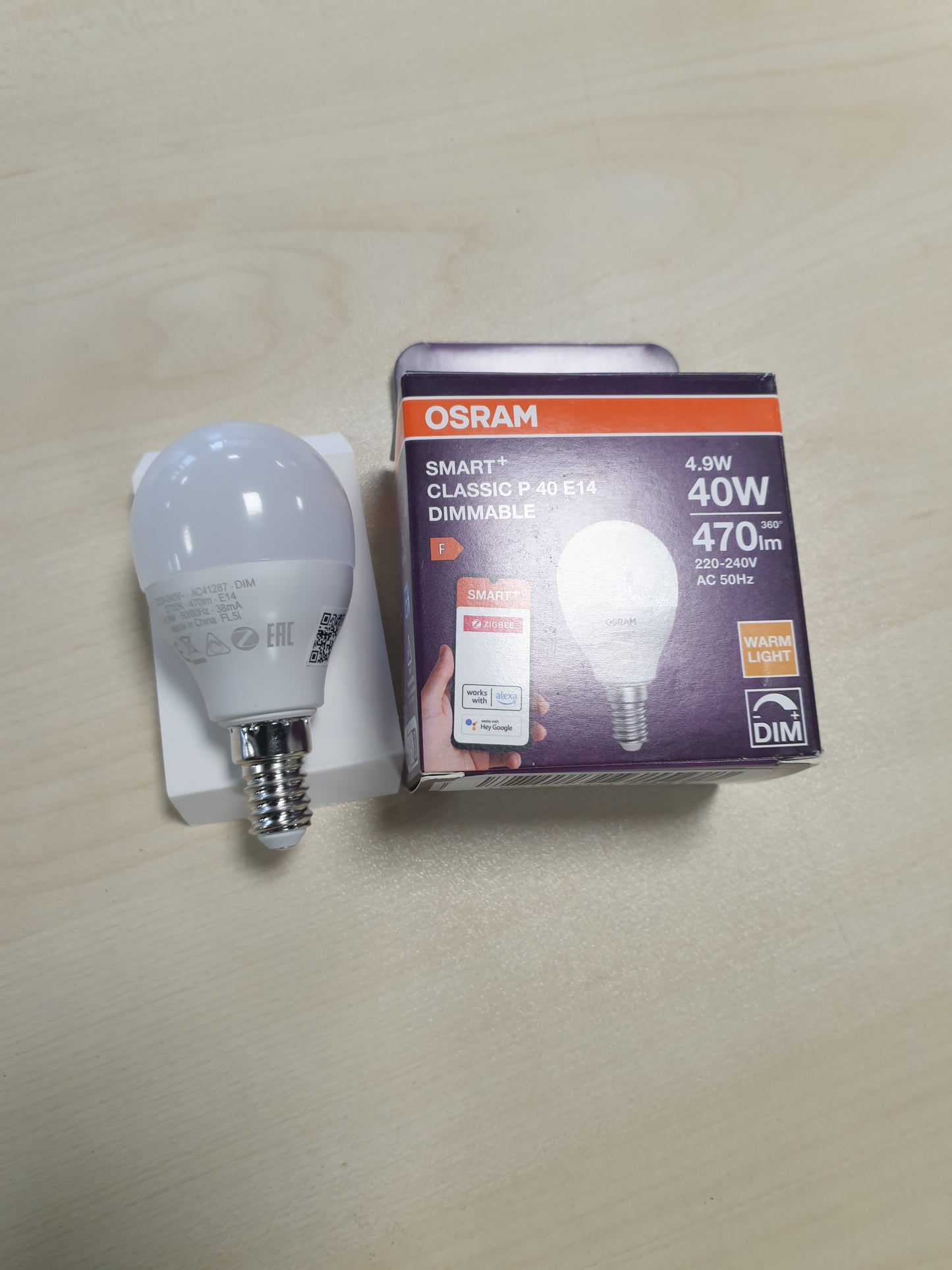 253347 - LLAMPA LED OSRAM SMART P40 MINI BALL, E14, 4.9W, ZigBee 3.0, 2700K e bardhë e ngrohtë, Kontroll me aplikacion, Alexa, Shtëpi inteligjente