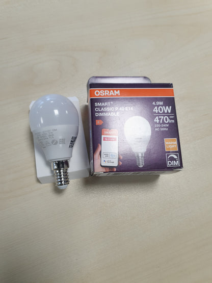 253347 - LLAMPA LED OSRAM SMART P40 MINI BALL, E14, 4.9W, ZigBee 3.0, 2700K e bardhë e ngrohtë, Kontroll me aplikacion, Alexa, Shtëpi inteligjente