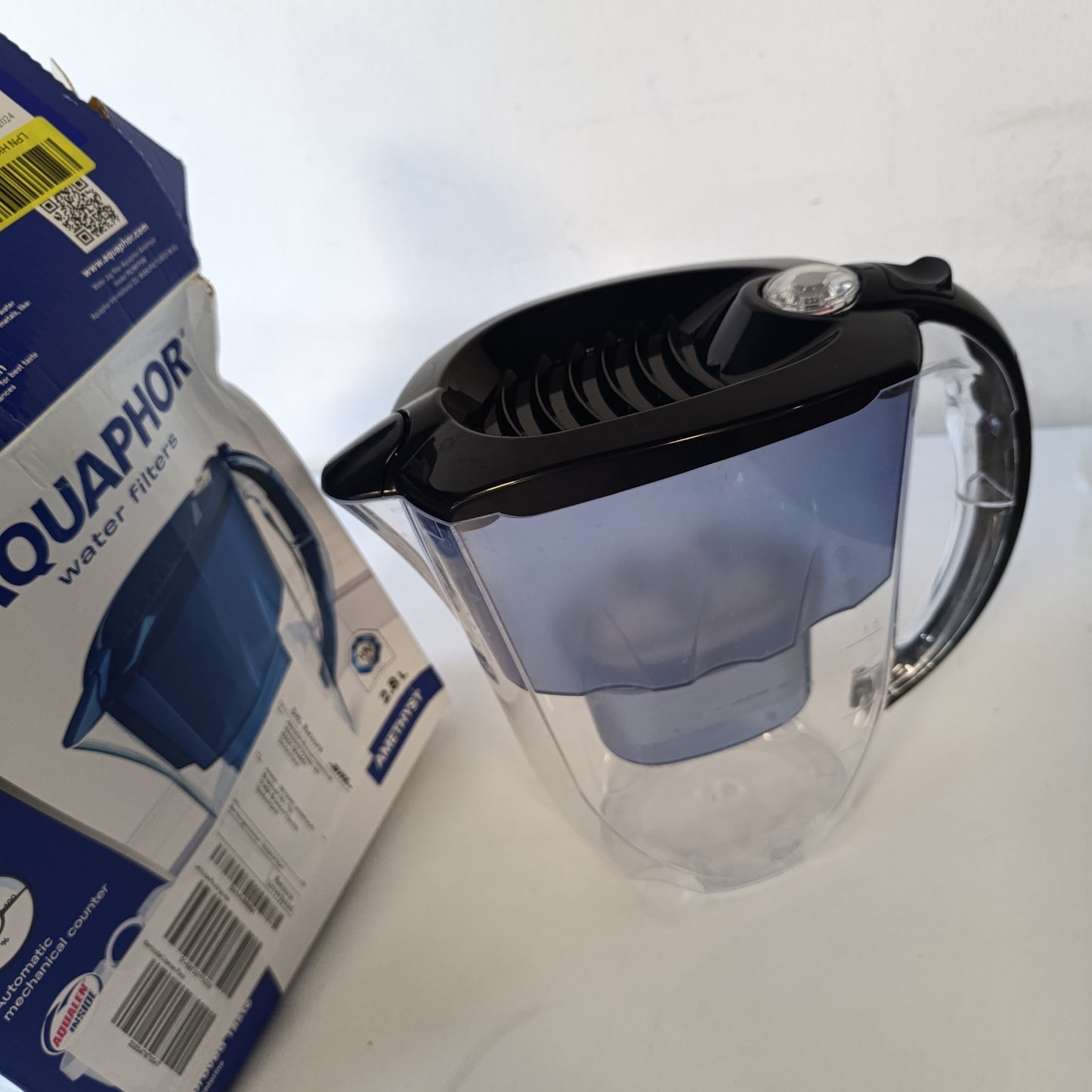 223292 - AQUAPHOR Amethyst Enë filtri uji me kapak rrëshqitës, 2.8 l, përfshirë 1 fishek filtri Maxfor+, blu kobalti