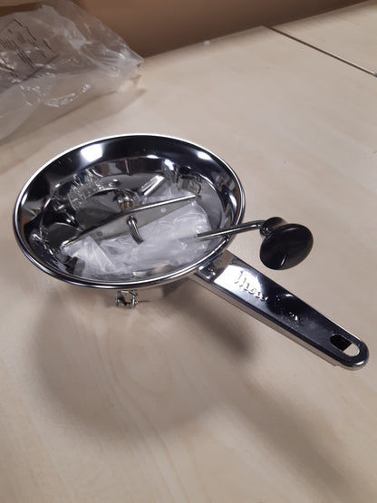 208956 - MULLINEX - Mulli manual për perime, modeli Classic A40106, prej çeliku inox, i vogël, i sigurt për lavastovilje, bluar lehtë, për pure, supa, komposto, i prodhuar në Francë