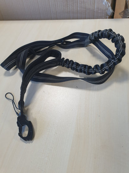 240898 - ONETIGRIS Lidhëse për Qen 152cm-188cm, me Dizajn Bungee Jumping, Kapëse Metalike në Formë Dhëmbi Tigri, 2 Mbajtëse të Buta, Lidhëse Reflektuese Najloni për Qen, e Zezë