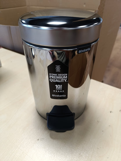 214132 - Brabantia 113147 GG172 Kovë me pedale me kovë të brendshme prej plastike, çeliku, çeliku Brilliant, 3 litra