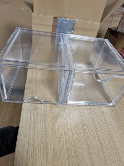 223191 - AMEITECH Sirtarë Organizues Kozmetikësh të Vendosshëm në Njëra-tjetrën, Organizues Akrilik Transparent për Grim, Pako me 2 copë