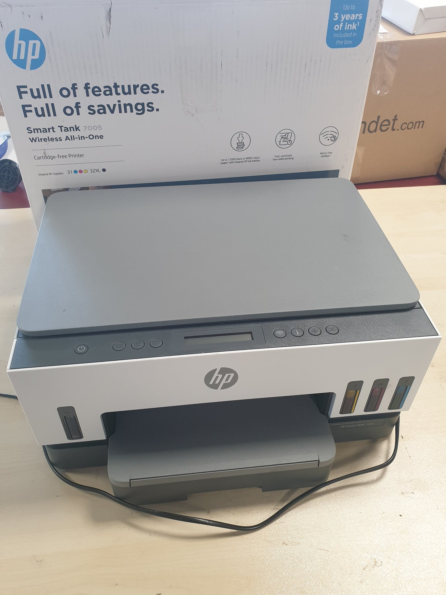 267535 - HP Printer Shumëfunksional Smart Tank 7005 3-në-1 (Wi-Fi; Printim Dupleks), 3 vjet bojë e përfshirë, garanci 3-vjeçare, rezervuar i madh boje, rendiment i lartë, printim me cilësi të lartë