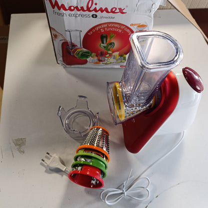162240 - MOULINEX Rende dhe Prerëse Elektrike DJ755G10 Fresh Express Plus, 5 Funksione Prerjeje, 150 W, Kapacitet 1 L, Niveli i Zhurmes 1 Decibel, Material Plastike, Ngjyra e Kuqe