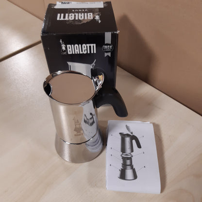 250934 - BIALETTI Makinë kafeje Venus, dorezë kundër djegies, jo e përshtatshme për induksion, 2 filxhanë (85 ml), çelik inox