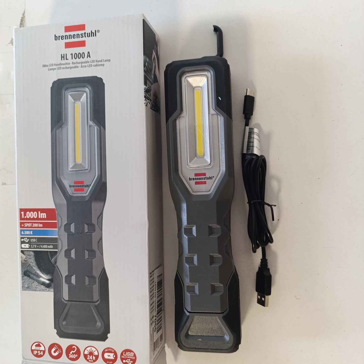 221412 - BRENNENSTUHL Llambë Dore LED HL 1000 A, e Palosshme, 1000+200lm, Magnet, 1175680
