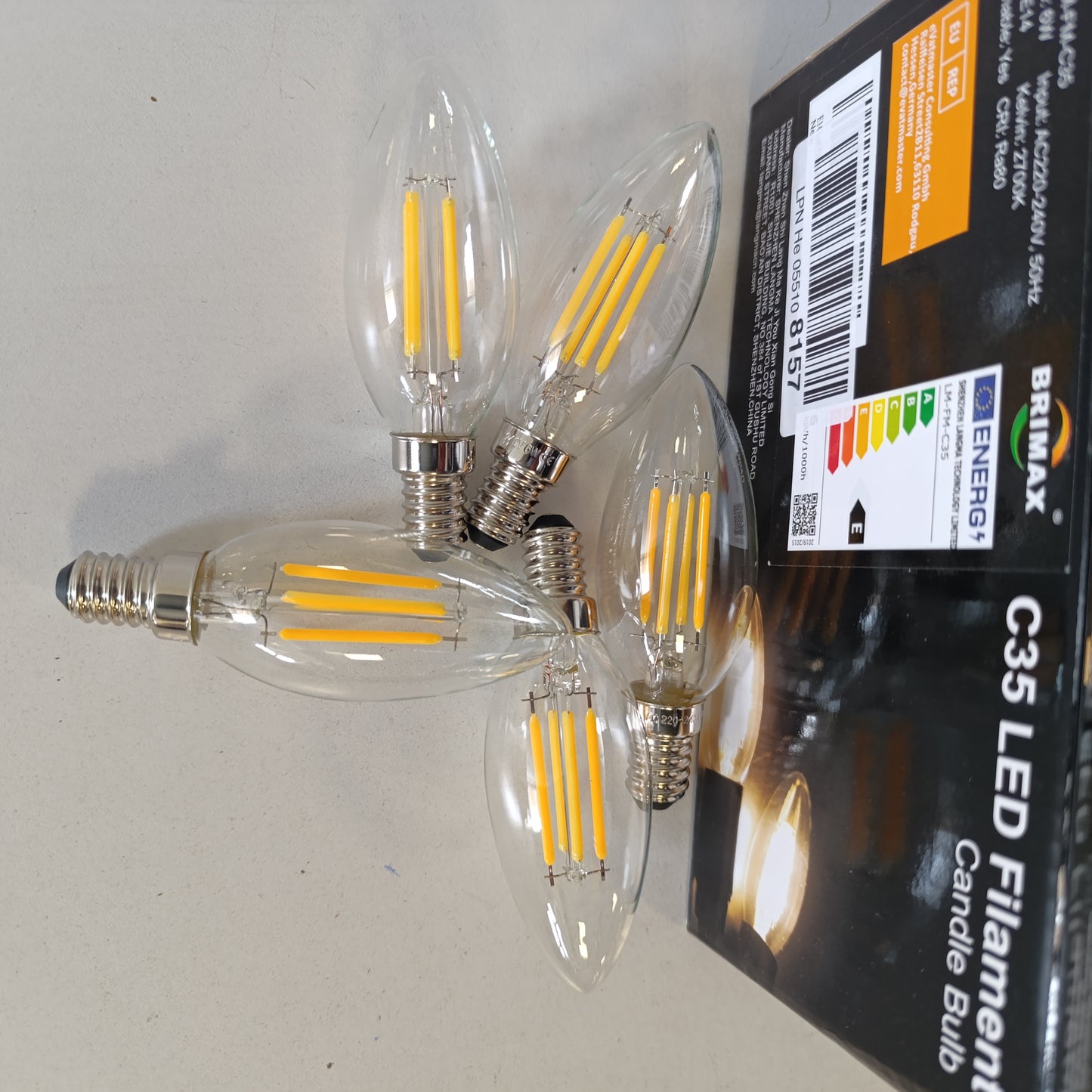 224870 - Llampa LED BRIMAX E14, 6W=60W, 600lm, AC220-240V, 2700K, pako me 5 copë