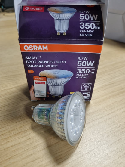 215689 - OSRAM Reflektor SMART LED Spot PAR16 GU10, 4.7W ZigBee 3.0, i Bardhë i Rregullueshëm 2700-6500K, i Errësueshëm