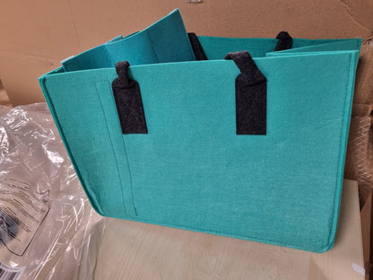 229867 - EURHOMEWIT - Shporta Pazari Felt, Çantë Felti me Ndarje, Çantë e Madhe Felti e Palosshme dhe e Fortë 30L, Çantë Shishesh, Çantë Druri për Zjarr, Shportë Rrobash, Çantë Lodrash (Ngjyrë Bruz + Gri e Errët/1 Copë)
