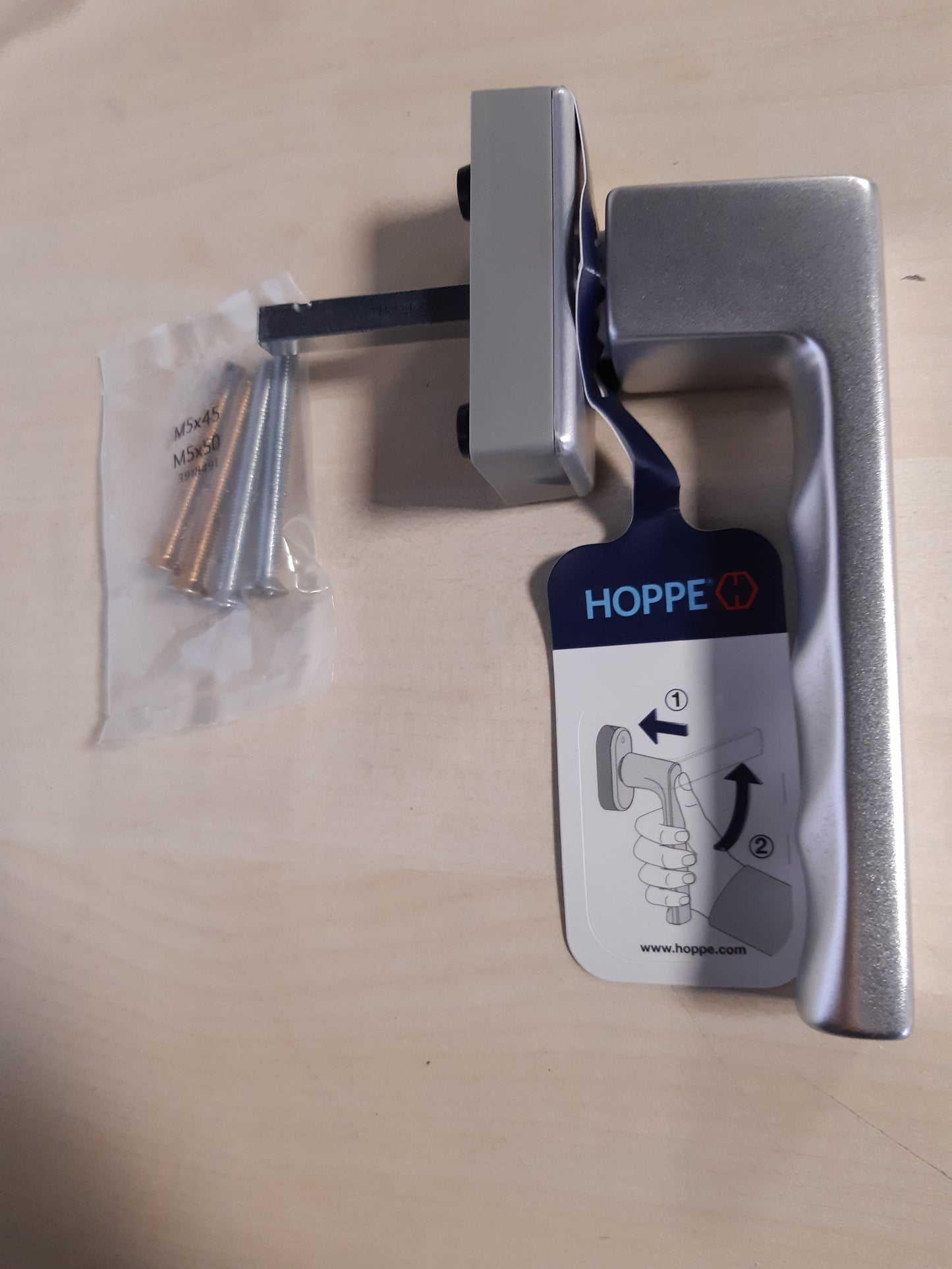 165033 - HOPPE - Dorezë Dritareje Toulon-Secu Forte, 90°, VK 32-42, e Anodizuar Argjendi, Modeli 11735880