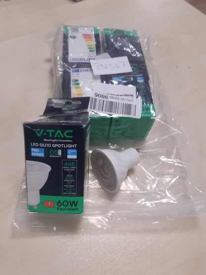 252567 - V-TAC 5 llamba LED GU10 6W, Ekuivalente me 60W, Çip SAMSUNG, 445 Lumen, Shkëlqim i Lartë, Llambë e Ngrohtë 3000K