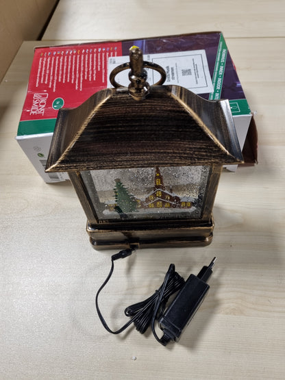 226156 - KONSTSMIDE Fener dëbore LED me kishë, me ujë, energji e zgjedhshme, kohëmatës 5-orësh, LED ngjyrë e bardhë e ngrohtë, transformator/bateri 4.5V