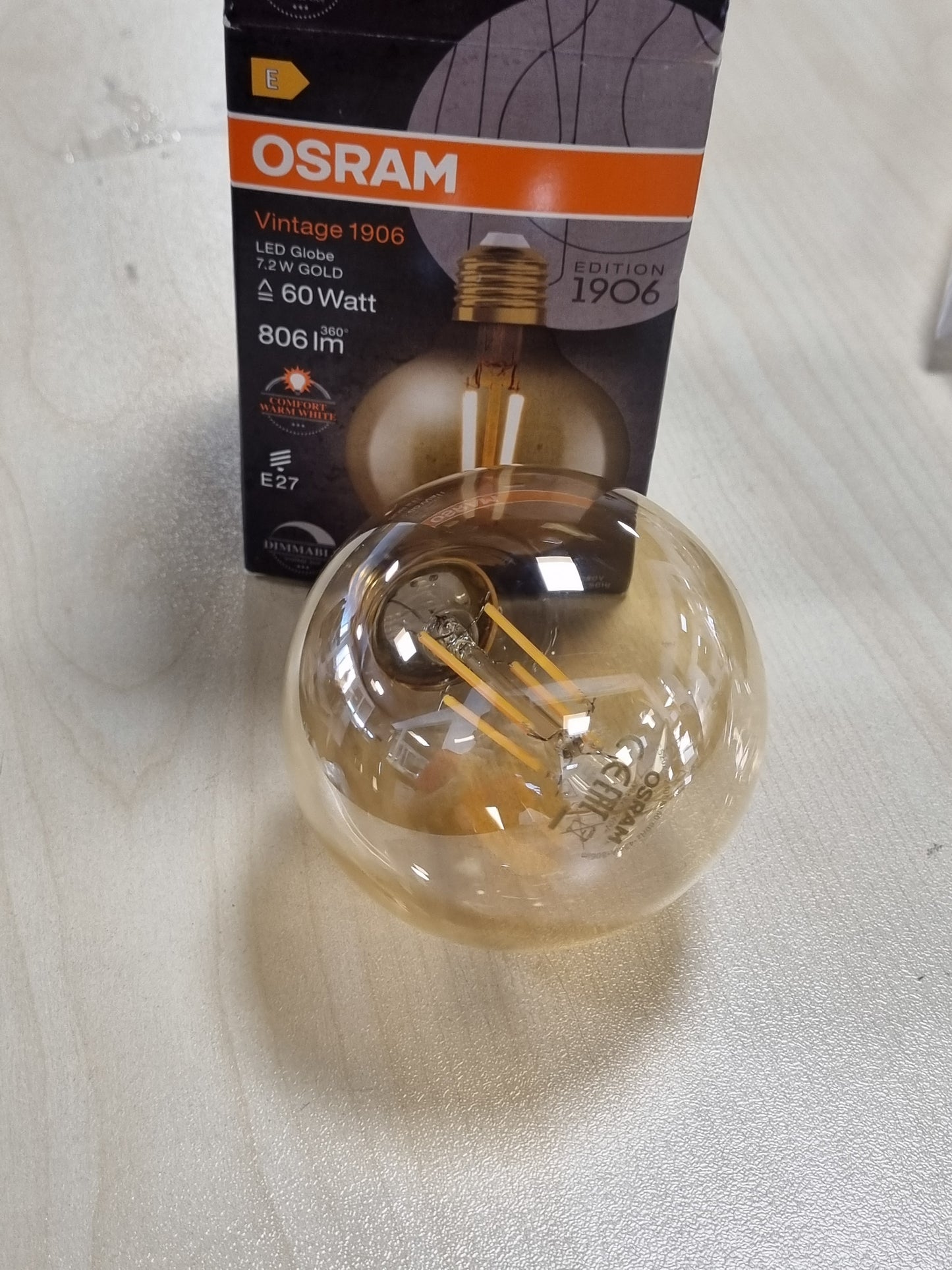 216637 - OSRAM Llampa LED Vintage 1906® Classic GLOBE80 FIL 60, 7.2W, 806lm, 2400K, ngjyrë ari