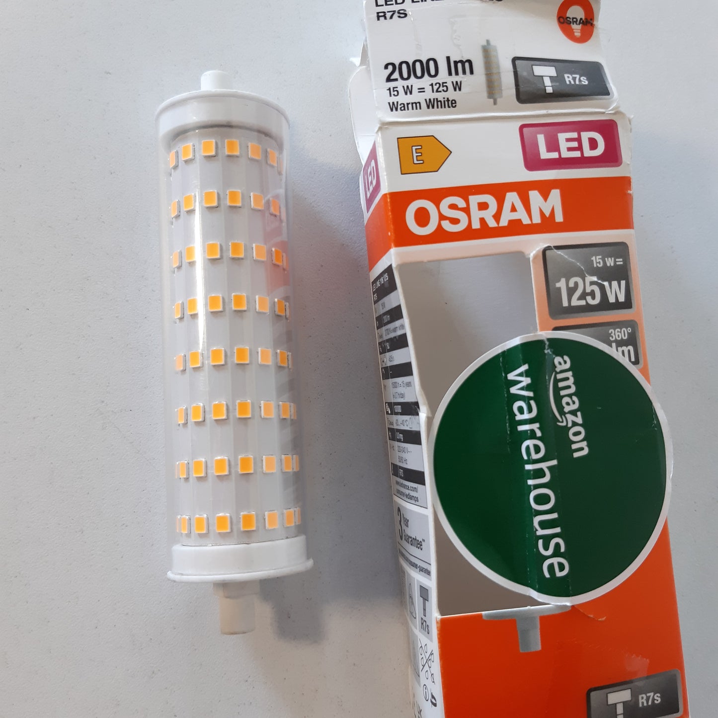 247376 - OSRAM LED LINE R7S, Tub LED R7s, 15 W = Ekuivalent me 125 W, e bardhë e ngrohtë, 2700 K, e tejdukshme, një madhësi