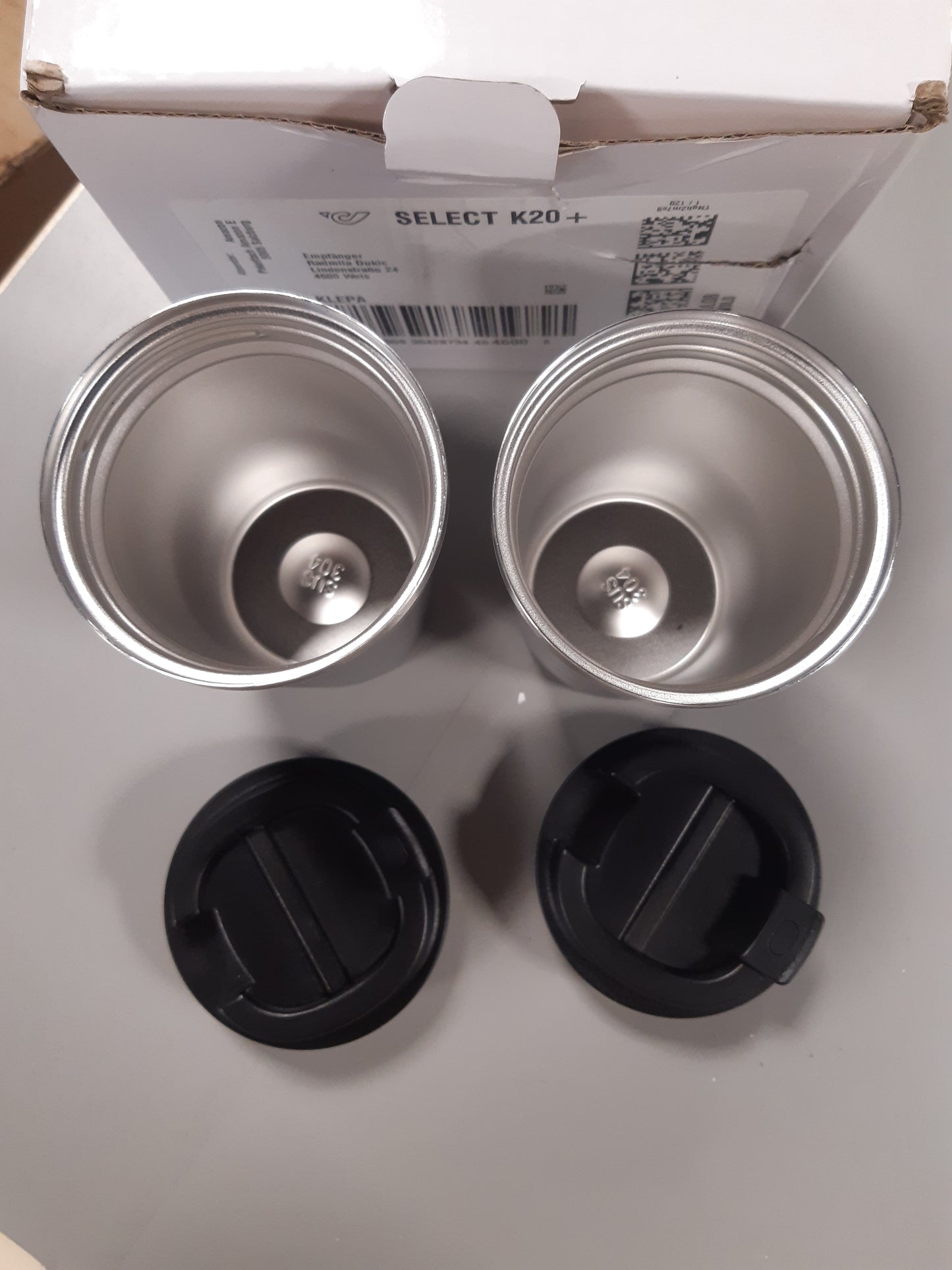 229643 - VOLHOPLY Filxhan kafeje 380ml me dy mure, çelik inox, termos udhëtimi portativ, pako me 2 copë
