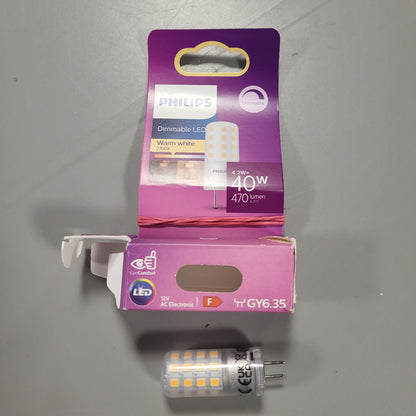 262934 - PHILIPS Llambë standarde LED 40W, bazë GY6.35, e bardhë e ngrohtë, me errësim