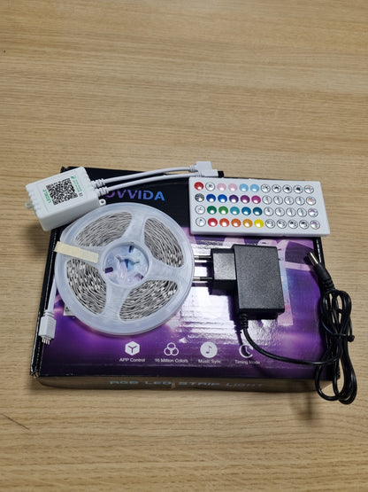 248049 - HOVVIDA Shirit LED 10M, 30 LED/Metër, 1x10M, Drita LED RGB 24V, 300 LED, Aplikacion dhe Telekomandë, Modalitet Muzike