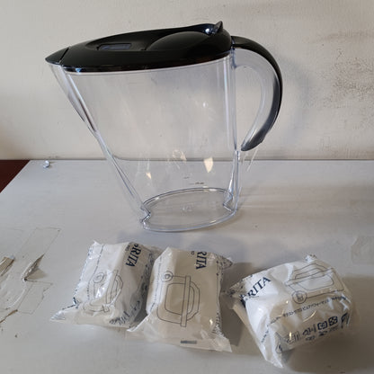 222109 - BRITA Marella Enë filtri uji grafiti (2.4L) përfshirë 3 fishekë filtri MAXTRA PRO - zvogëlon PFAS, gëlqeren, klorin, papastërtitë dhe metalet - tregues kohe