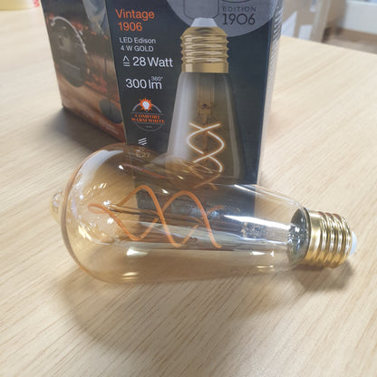 230092 - OSRAM Llambë LED Vintage 1906 Golden Filament, Qelqi, Formë Edison, Bazë E27, 300 Lumen, Ekuivalente me 28W, E Bardhë shumë e Ngrohtë (2000K), E Errësueshme
