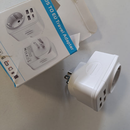 269094 - Hoppac Adaptues 5-në-1 SHBA, Spinë Gjermanie, Prizë Adaptuese SHBA me 3 USB A dhe 1 USB C për Kanada, Meksikë, Antigua dhe Barbuda, Aruba, Bahamas, Barbados, Belize, Bermuda, Kolumbi, Kosta Rika
