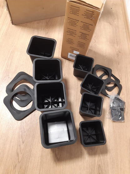 137895 - UTOPIA BEDDING 8 Piedestale të Rregullueshme për Shtrat, Tavolinë dhe Divan, 4 të Larta dhe 4 të Shkurtra, 8-20cm, Materiali: Metal i Zi