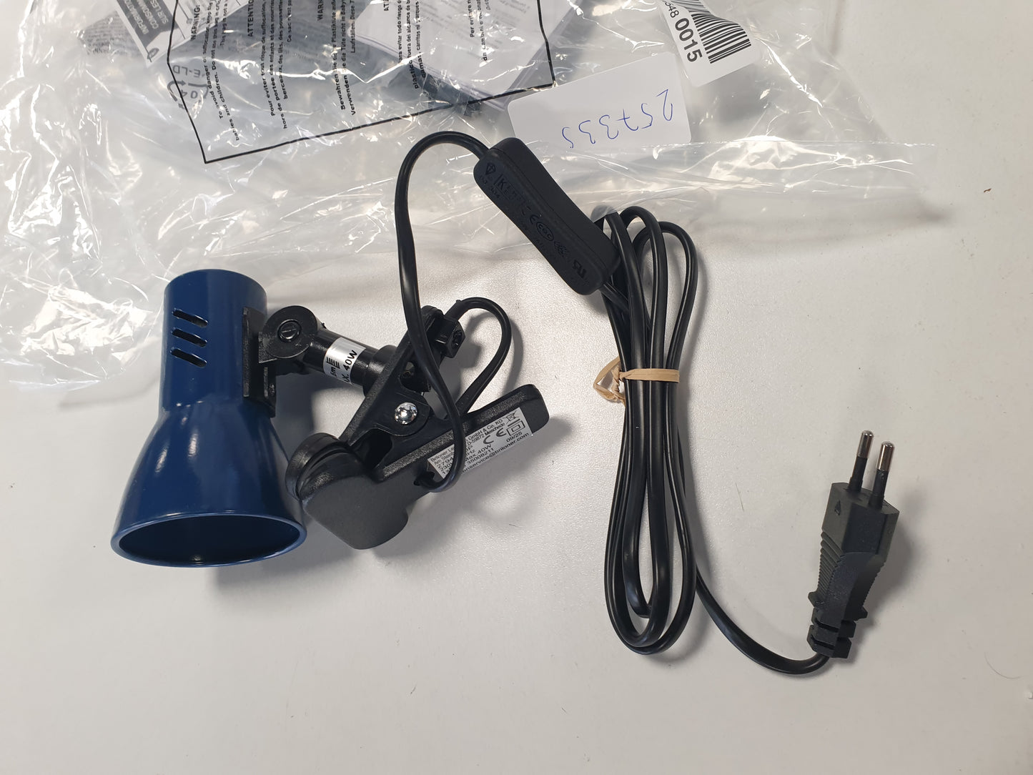 257335 - BRILONER LEUCHTEN LOCK | Llambë me kapëse | 40 W | IP20 | Ngjyra: blu | Materiali: metal-plastikë | Përfshin 1 llambë E14 | Dimensionet: 6.5 x 11.5 x 10.8 cm