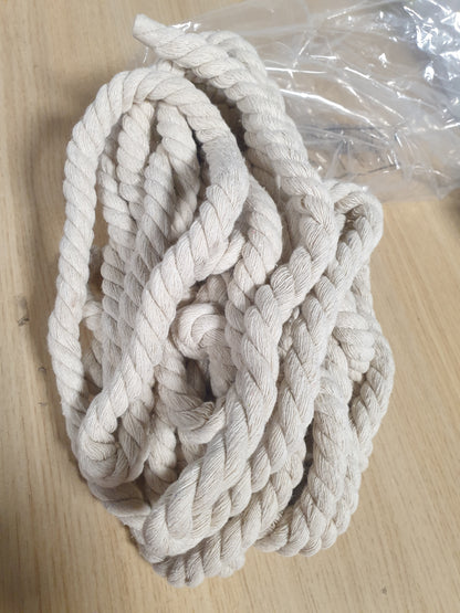 230147 - KORDON MAKRAMEJE LEREATI 10MM X 10M, FIJE PAMBUKU NATYRAL PËR MAKRAME, KORDON I TRASHË, DEKORIM BIMESH PËR VARJE NË MUR