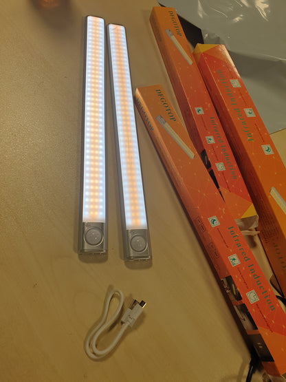 228364 - DFGOTOP Dritë nate me sensor lëvizjeje pa tel nën dollap, drita dollapi me bateri, sensor lëvizjeje i rikarikueshëm USB 160 LED