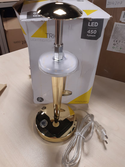 204487 - TRIO LIGHTING Llambë Tavoline LED e Bronzit të Lëmuar, Xham Sateni i Bardhë, Rregullues me Prekje me 3 Nivele Ndriçimi, Përfshirë 1x5W LED, Lartësi 28cm 529990103