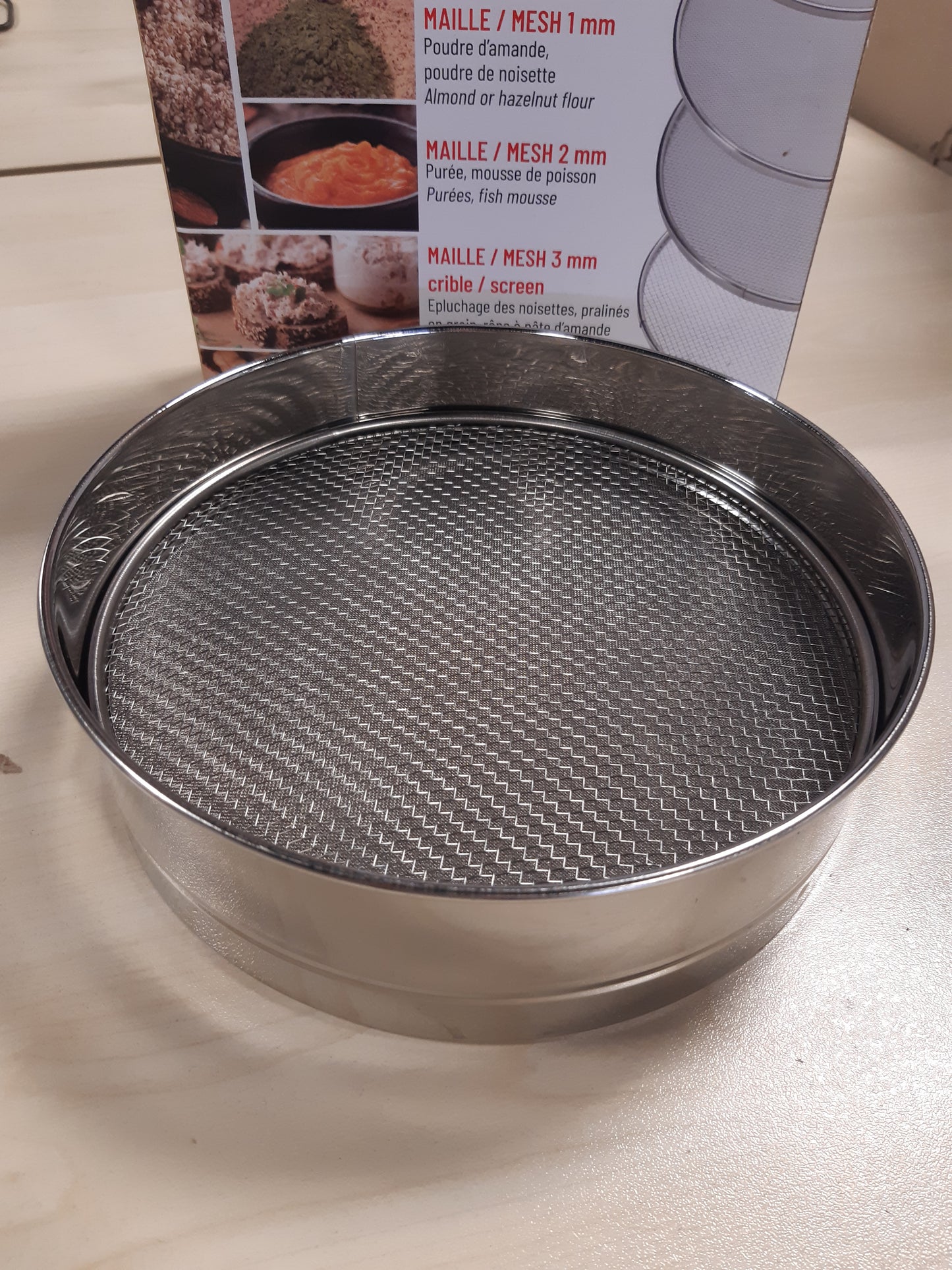 245431 - DE BUYER Sitë çeliku inox me 4 futje site të ndërrueshme (diametër 3mm/ 2mm/ 1mm/ 0.5mm) - 4605.21, Argjend