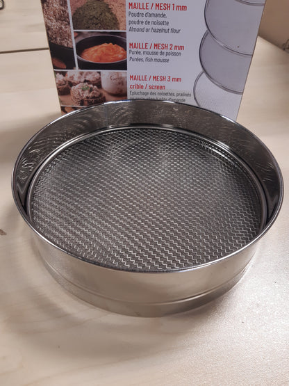 245431 - DE BUYER Sitë çeliku inox me 4 futje site të ndërrueshme (diametër 3mm/ 2mm/ 1mm/ 0.5mm) - 4605.21, Argjend