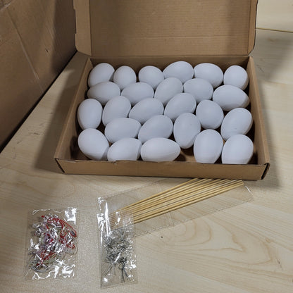 263999 - Bstalpine 25 Vezë Pashke për Pikturim 6 cm, Vezë Plastike për Dekorim Pashke, Vezë të Bardha për Dekorim Kreativ të Pashkëve 2026