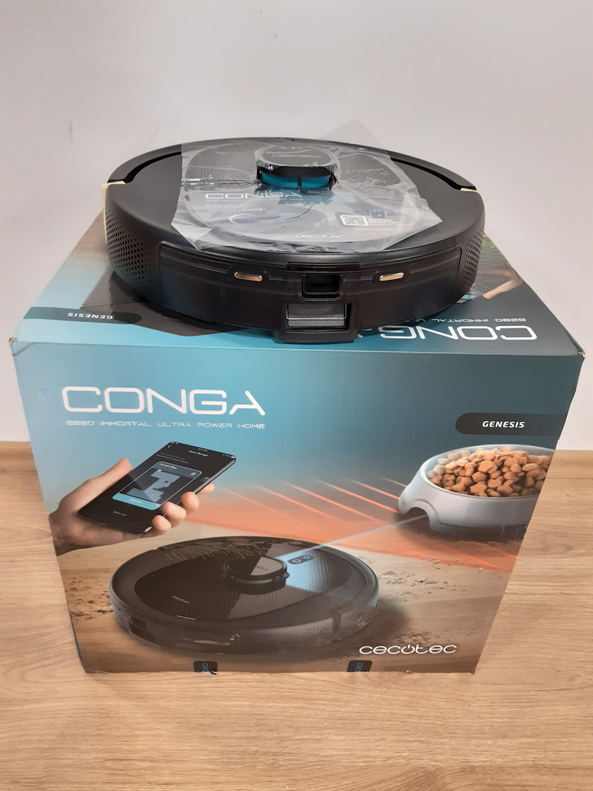 83125 - CECOTEC Conga 8290 Power Ultra Home Genesis, Fshesë Robotike, Fuqia 7000 Pa, Kapacitet Qese 3L, Kohë Punimi Baterie 280 minuta, Teknologji Lazer, Bazë Vetë-Pastruese, 4 në 1 Shkopinj, Fshesë me Korrent, Mopë, Me Aplikacion