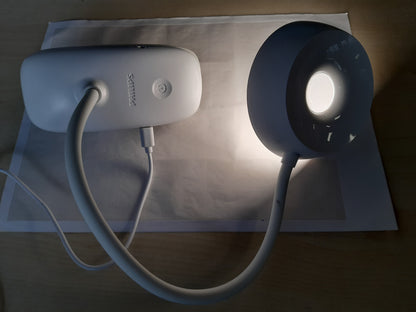 209114 - PHILIPS LED Llambë e Rregullueshme Donutclip me USB 3W [E Bardhë e Ftohtë - E Bardhë] për ndriçim të brendshëm, lexim, zyrë, punë, dhomë gjumi.