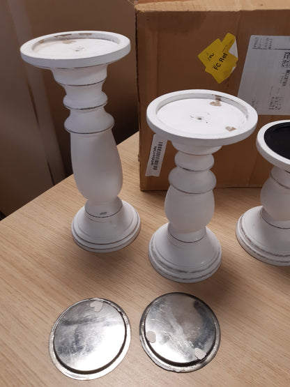 158417 - SAMHITA Seti me 3 Mbaresë Qirinjve Prej Druri të Gdhendur me Dorë, Dekorative për Dhomën e Ndenjes ose Tavolinën