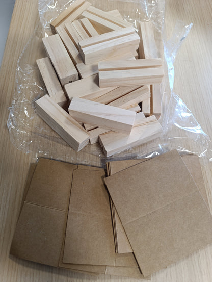 228780 - WANFOOU - 30 Mbajtëse Kartash prej Druri, 30 cm, për Tabelat e Numrave të Tavolinave, Evente Dasmash