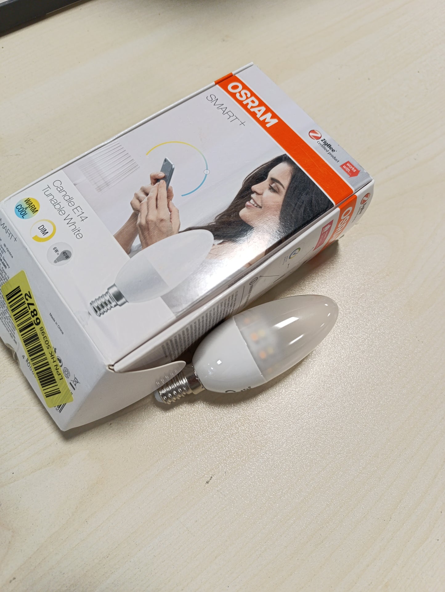 223299 - OSRAM Smart+ LED, llambë ZigBee me bazë E14, e bardhë e ngrohtë (2700K - 6500K), e errësueshme, e përputhshme me Echo Plus dhe Echo Show (Gjenerata e 2-të), e përputhshme me Philips Hue Bridge