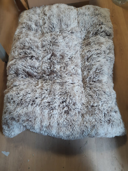 218158 - EHEYCIGA Krevat Qensh me Push për Qen të Mëdhenj XL - 112 x 85 cm - Jastëk i Larëshëm - Dysheme Komode Jo-Rrëshqitëse - Kafe