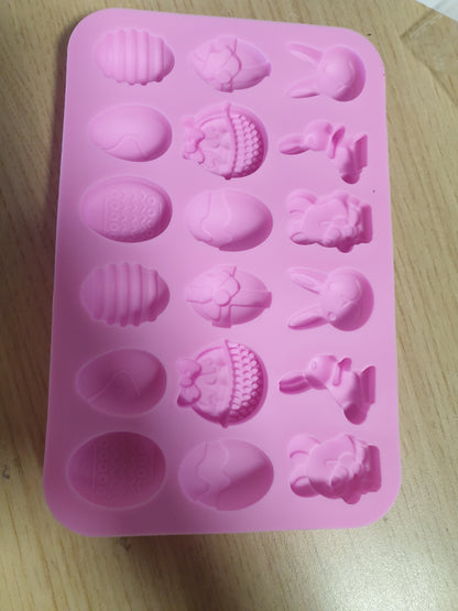 141840 - Forma silikoni për vezë Pashke (set 2 copë), me 12 forma për çokollatë, sapun, qirinj, ëmbëlsira dhe DIY, për përdorim kreativ në shtëpi.