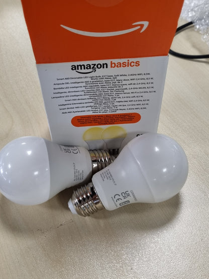 215479 - AMAZON BASICS Llambë LED inteligjente, me errësim, E27, e bardhë e butë, 8W (ekuivalente me 60W), pako me 2