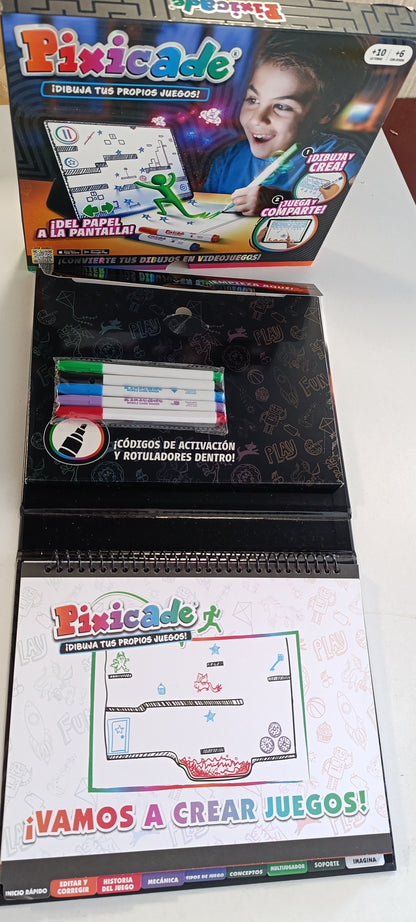 183663 - PIXICADE - Set Kreativ për Fëmijë për Transformim të Vizatimeve në Lojëra Video+ Aplikacion Interaktiv, Versioni Spanjisht