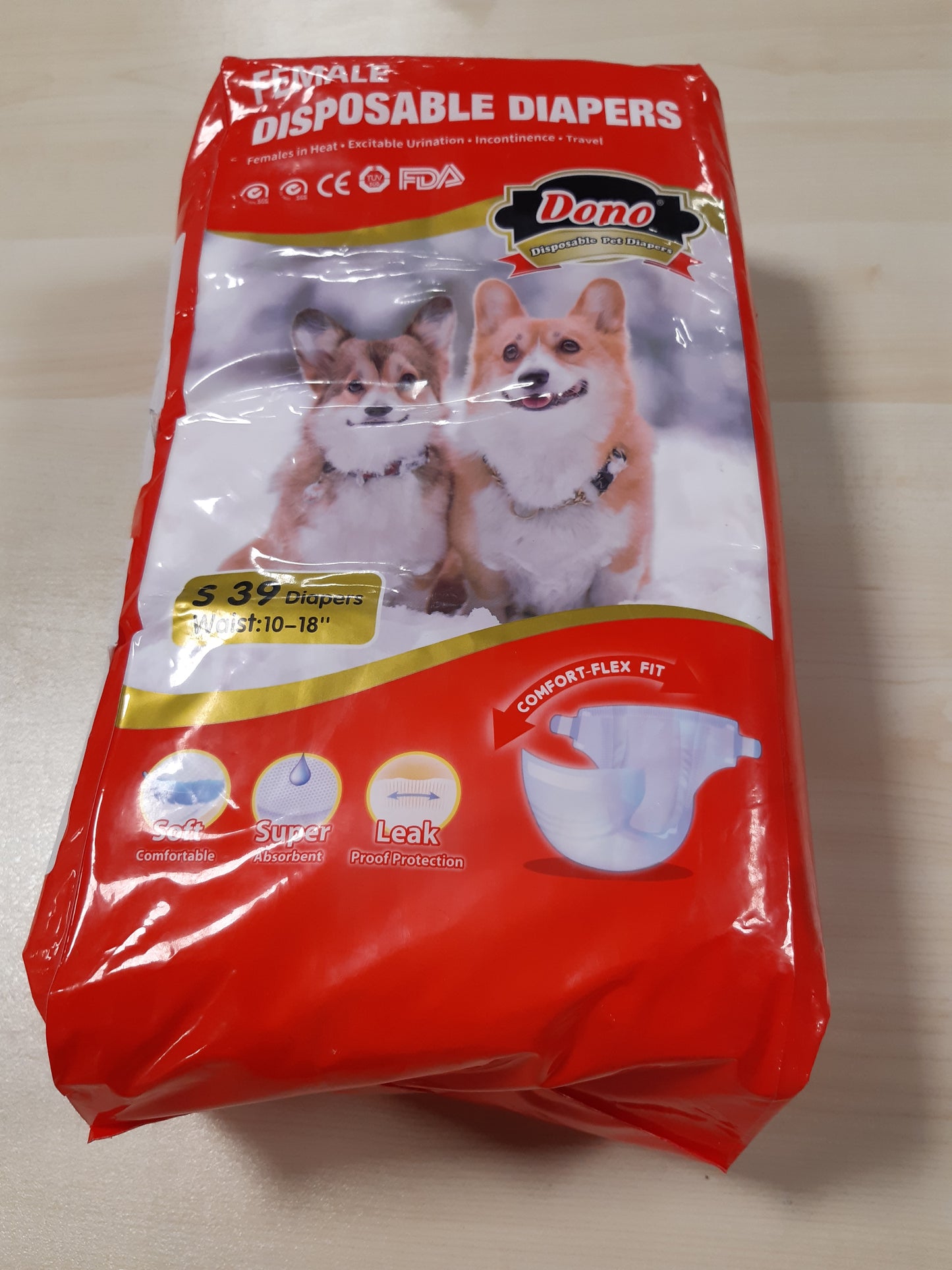 233181 - DONO Pelena të disponueshme për qen femra, pelena për këlyshë qensh, teknologji xheli të tharë menjëherë, të papërshkueshme nga rrjedhjet, madhësia S