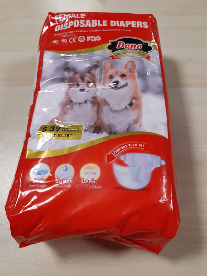 233181 - DONO Pelena të disponueshme për qen femra, pelena për këlyshë qensh, teknologji xheli të tharë menjëherë, të papërshkueshme nga rrjedhjet, madhësia S