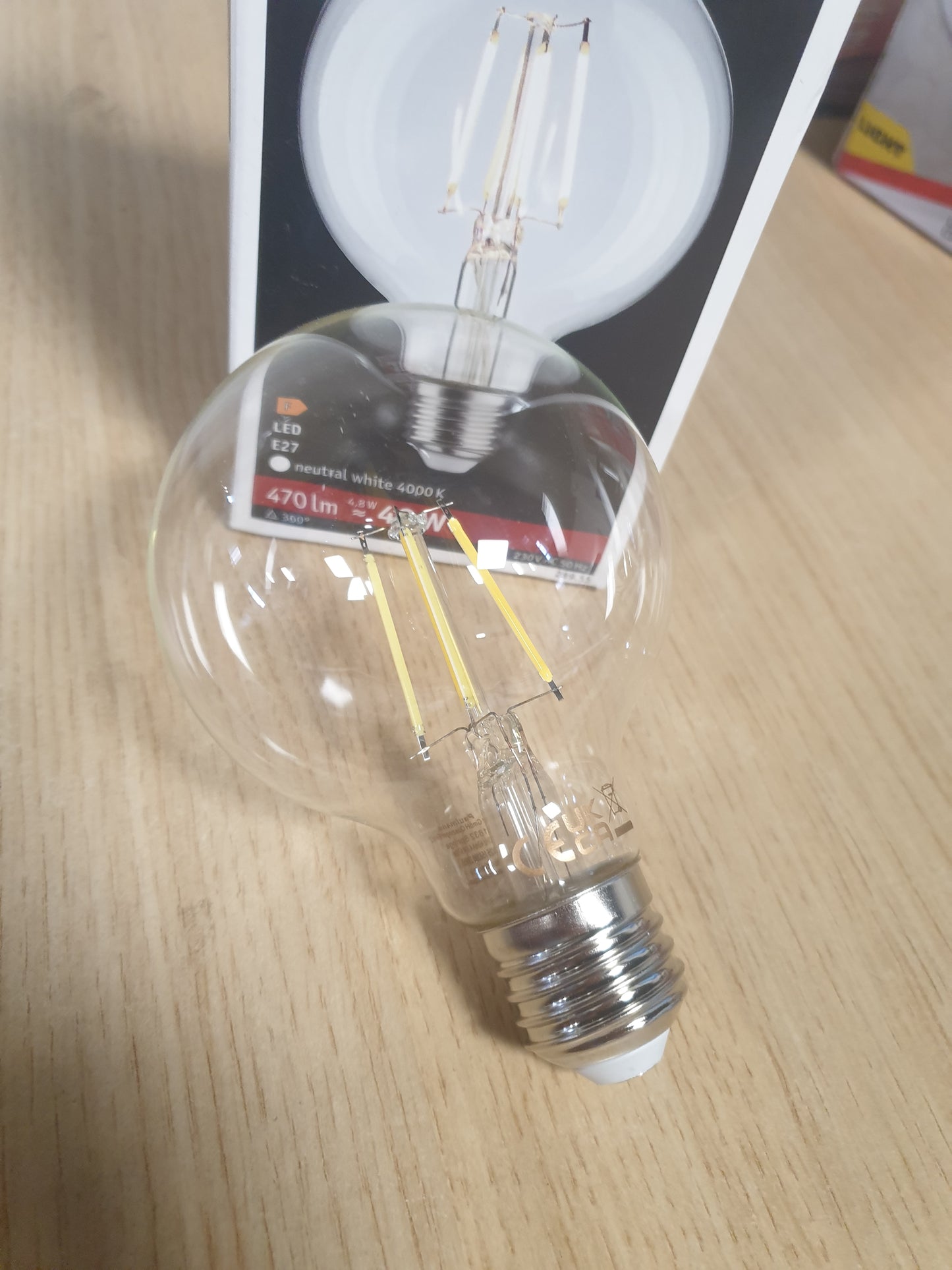 225217 - PAULMANN 28955 LED Globe Filament G80, 4.8W, Llambë Klasike e Transparencës, 4000K e Bardhë Neutrale, E27
