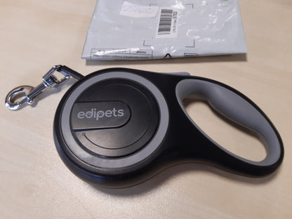 256682 - EDIPETS Lidhëse Qeni e Zgjatshme, 3, 5 dhe 8 Metra, Gri, Shirit Fleksibël për Shëtitje